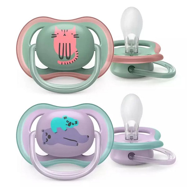 Philips avent Ultra Air 6-18м - 2 бр. ортодонтични залъгалки с декорация в кутия за стерилизиране